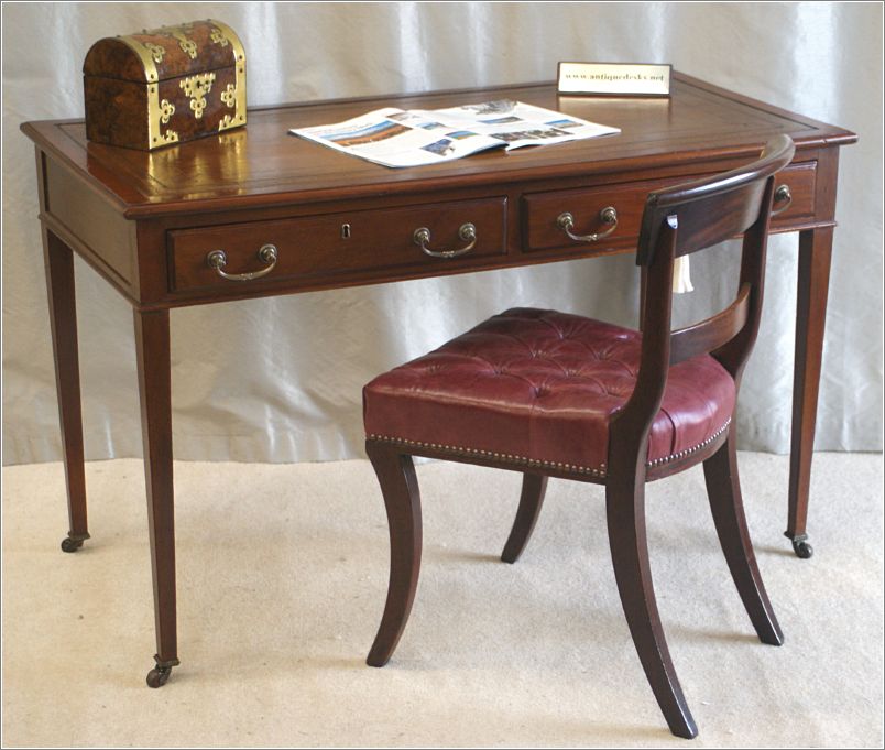 3053 Antique Edwardian Writing Table with Desk Chair 9063